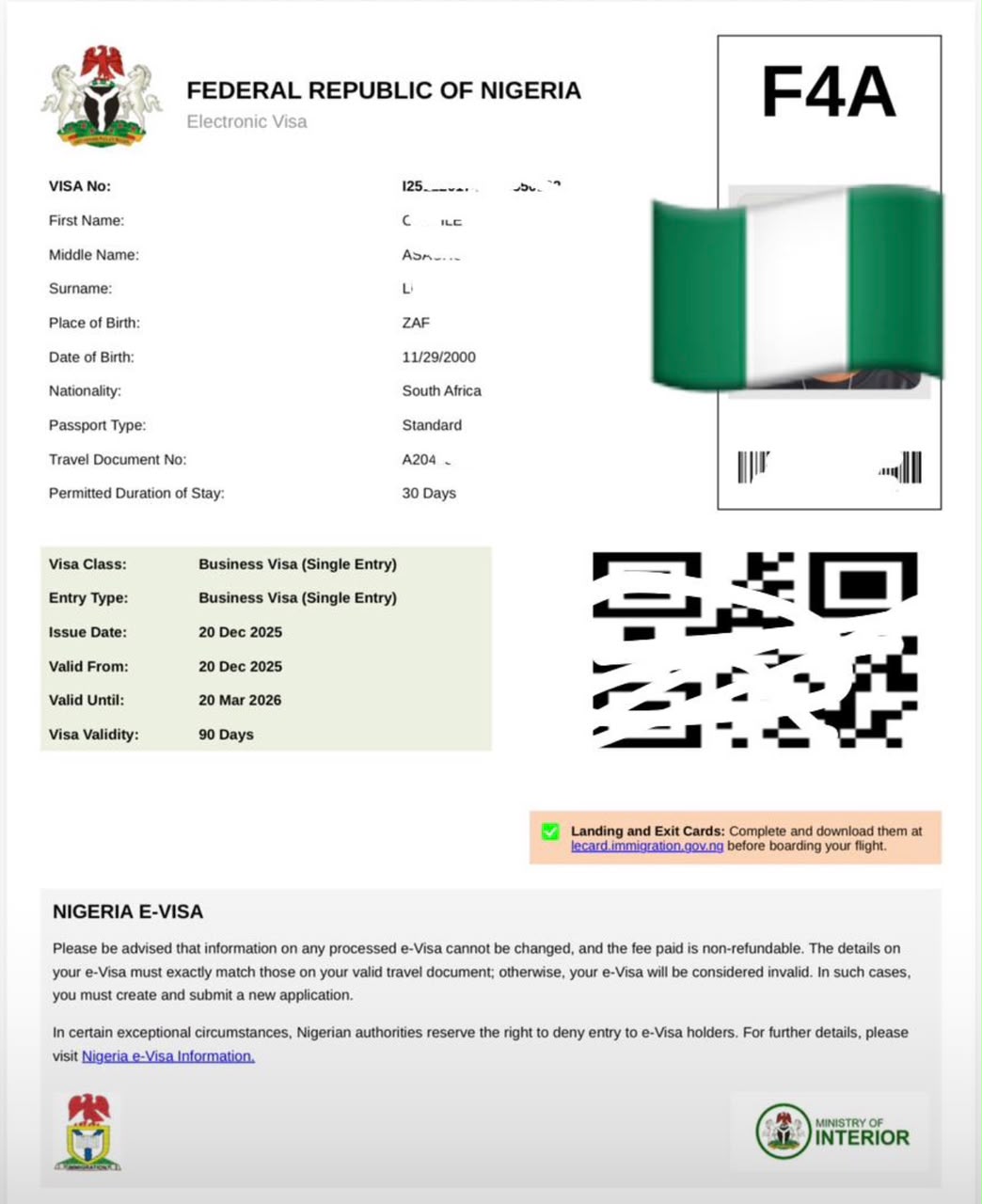 Nigeria e-Visa approval